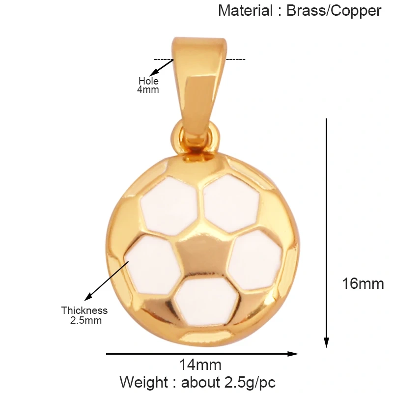 Trendy Sports Shirt Baseball Football Rugby Tennis Racket Charm Pendant,18K Gold Plated DIY Necklace Jewelry Supplies K84