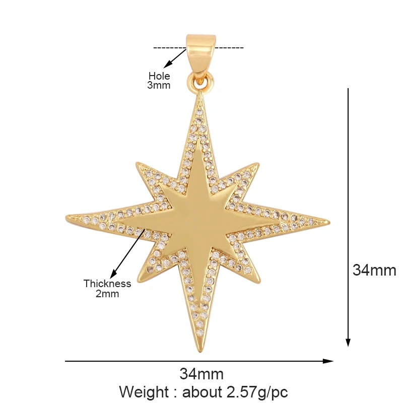 Delicacy Hollow Out Star Moon Sun Charm Pendant,Cubic Zirconia Pave  Crystal Necklace Bracelet Jewelry Accessories Supplies L45