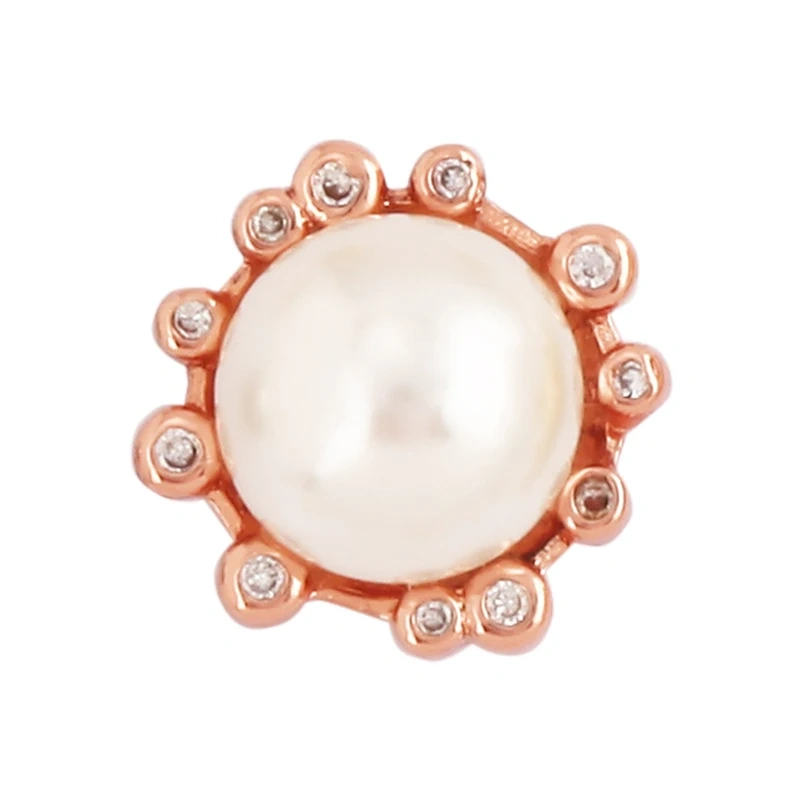 Fashion Heart Flower Pearl Cubic Zircon 18K Gold Charm Pendant,Bracelet Necklace Attachment  Jewelry Components Findings L36