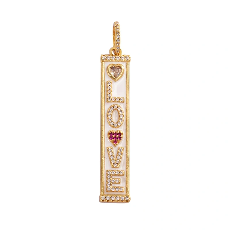 Mom Mama Rich Fashion Paved Zircon Charm Focal Pendant,18K Gold KISS LOVE GOOD LUCK QUEEN Letter Jewelry Necklace Accessorie M22
