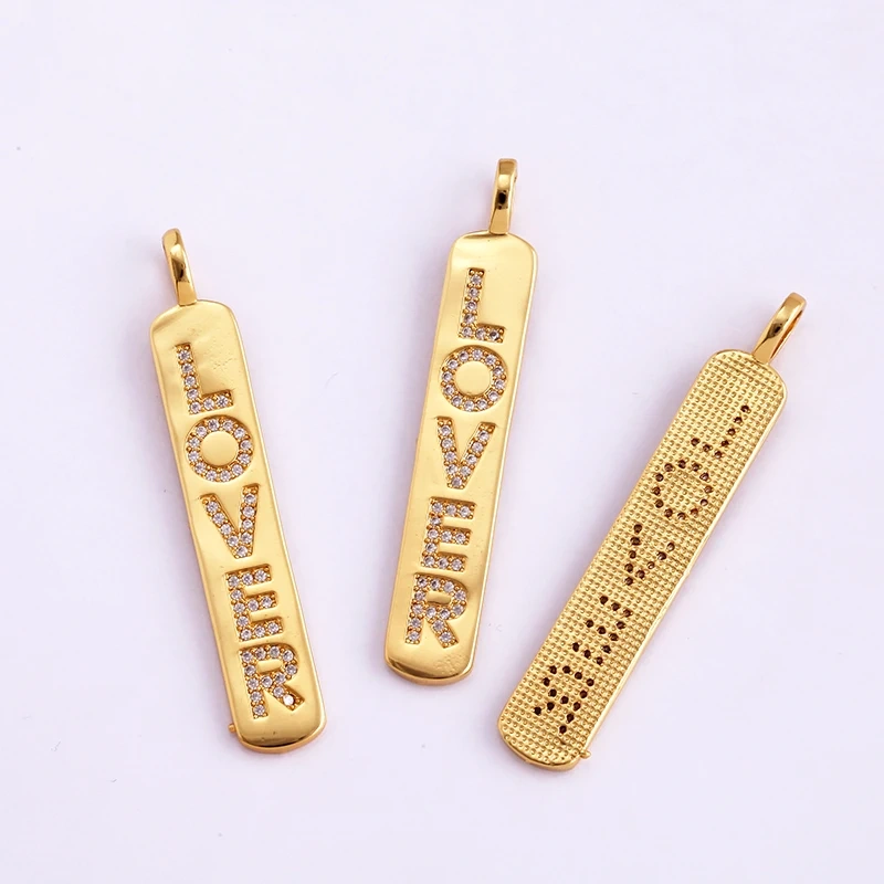 Mom Mama Rich Fashion Paved Zircon Charm Focal Pendant,18K Gold KISS LOVE GOOD LUCK QUEEN Letter Jewelry Necklace Accessorie M22