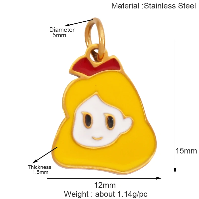 316 Staineless Steel Love Heart Pumpkin Cart Princess Dress Charm Charm, Enamel Summer Beach Holiday Jewelry Supplies K82