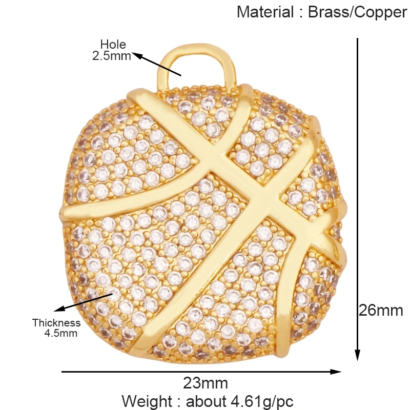 Trendy Sports Shirt Baseball Football Rugby Tennis Racket Charm Pendant,18K Gold Plated DIY Necklace Jewelry Supplies K84