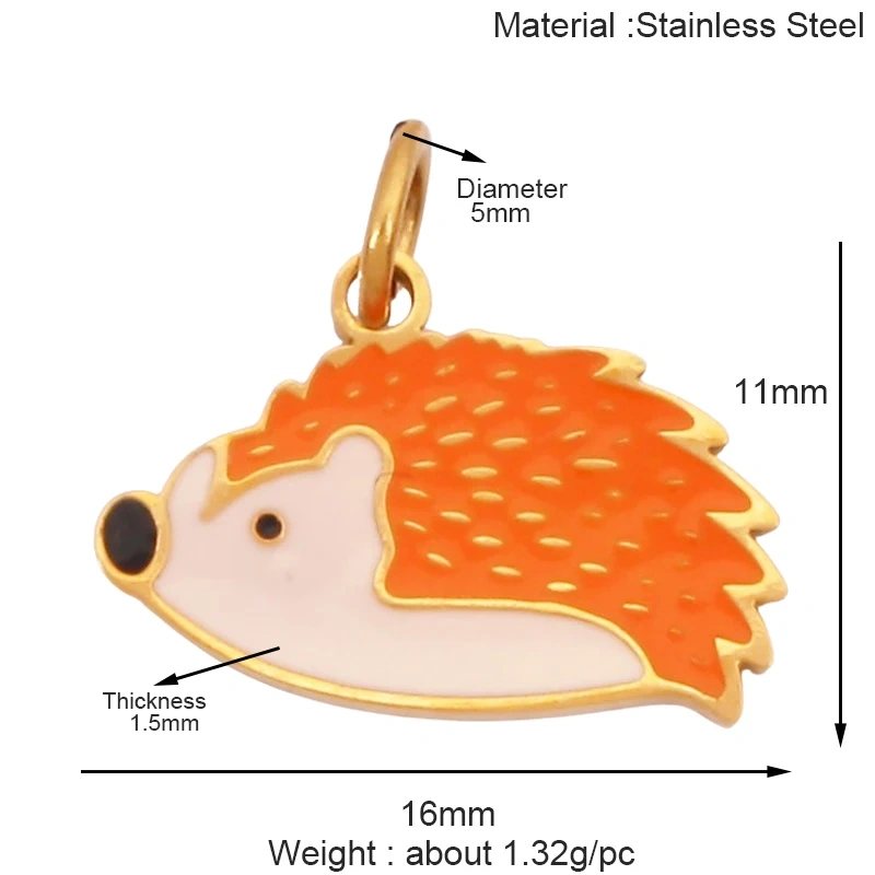 316 Staineless Steel Cute Rabbit Bear Squirrel Hedgehog Dog Animal Mushroom Apple Charm Pendant, Necklace Jewelry Supply K42