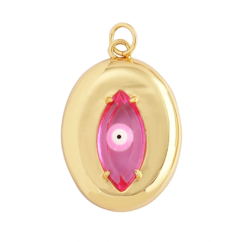 Trendy Colorful Zircon Evil Lucky Horus Eye Charm Pendant,18K Gold Plated Brass Necklace Jewelry Findings Accessories Supply L45