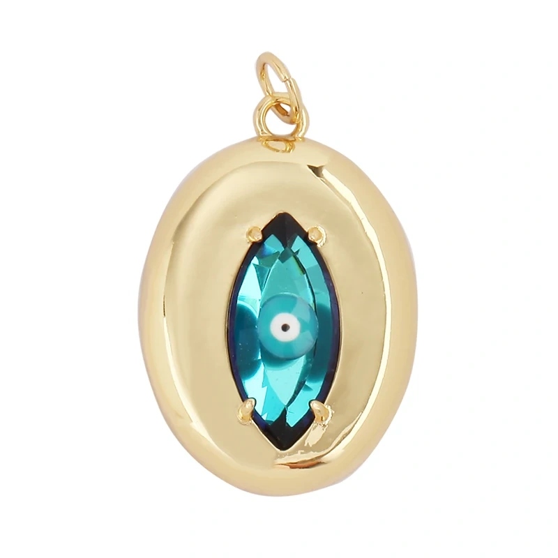 Trendy Colorful Zircon Evil Lucky Horus Eye Charm Pendant,18K Gold Plated Brass Necklace Jewelry Findings Accessories Supply L45