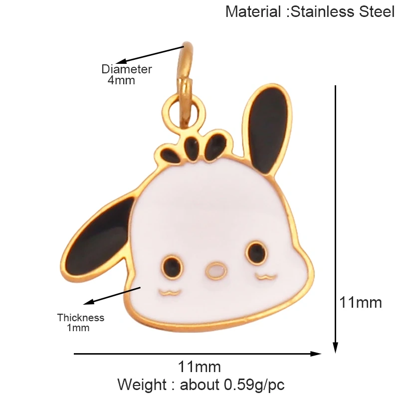 316 Staineless Steel Cute Rabbit Bear Squirrel Hedgehog Dog Animal Mushroom Apple Charm Pendant, Necklace Jewelry Supply K42