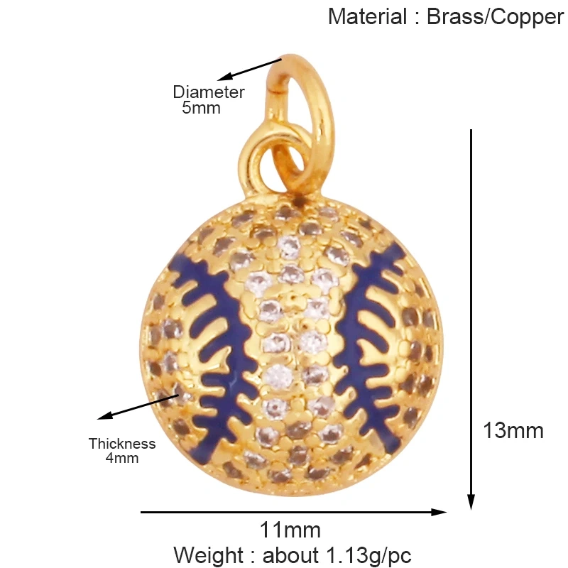 Trendy Sports Shirt Baseball Football Rugby Tennis Racket Charm Pendant,18K Gold Plated DIY Necklace Jewelry Supplies K84