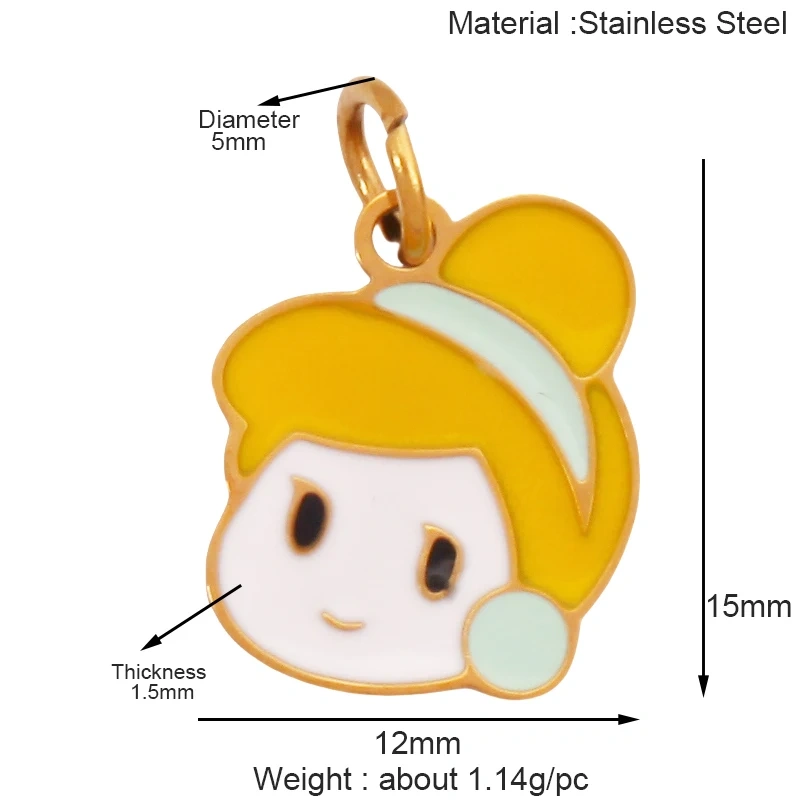 316 Staineless Steel Love Heart Pumpkin Cart Princess Dress Charm Charm, Enamel Summer Beach Holiday Jewelry Supplies K82