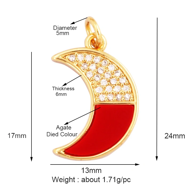 Trendy Sun Moon Star Shell 18K Gold Plated Charm Pendant,Inlaid Shining CZ Zirconia Jewelry Necklace Bracelet Making Supply M52