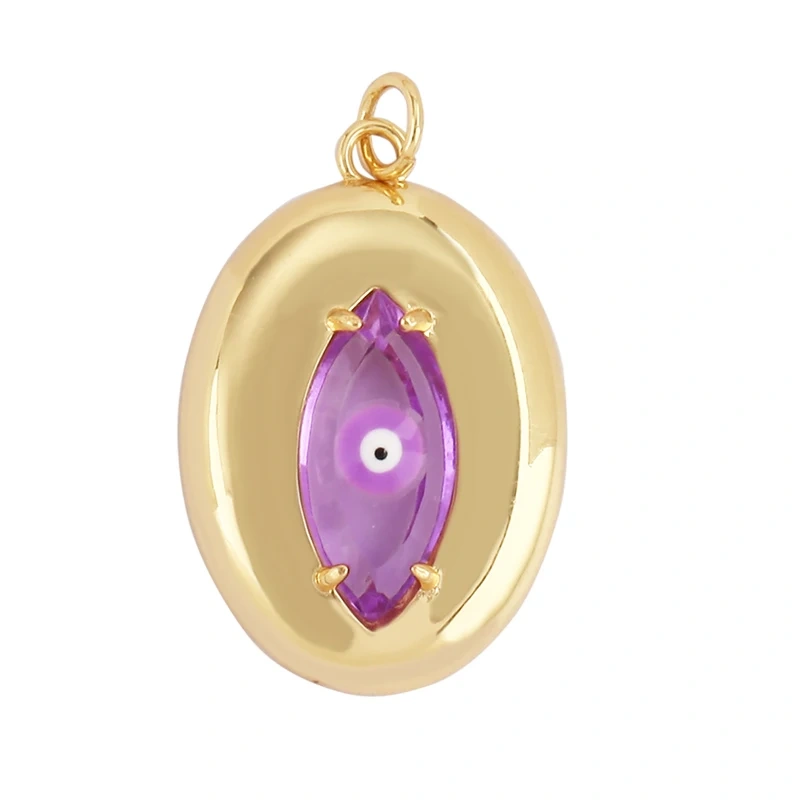 Trendy Colorful Zircon Evil Lucky Horus Eye Charm Pendant,18K Gold Plated Brass Necklace Jewelry Findings Accessories Supply L45