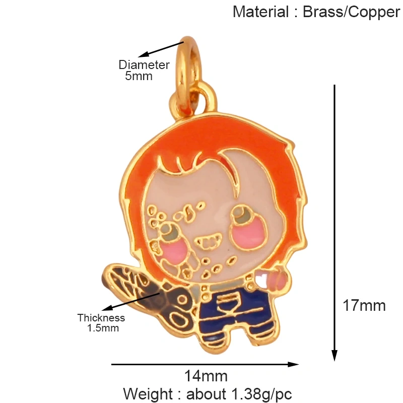 Popular Carnival Halloween Scream Ghost Skeleton Mask Charm Pendant,Trendy Cubic Zirconia 18K Gold Jewelry Necklace Supplies K83