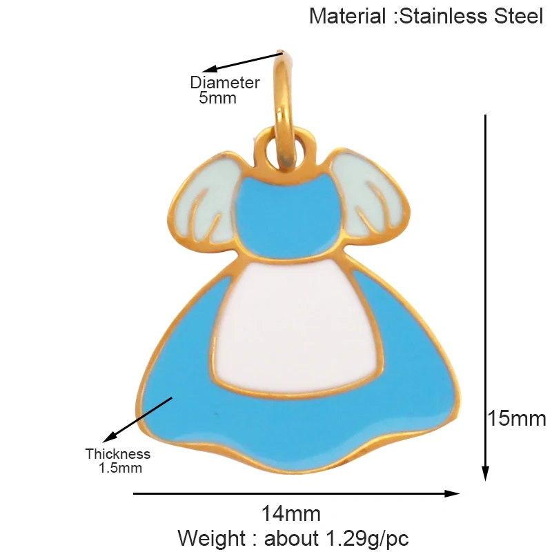 316 Staineless Steel Love Heart Pumpkin Cart Princess Dress Charm Charm, Enamel Summer Beach Holiday Jewelry Supplies K82