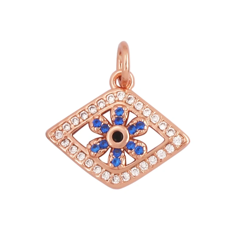 Trendy Colorful Zircon Evil Lucky Horus Eye Charm Pendant,18K Gold Plated Brass Necklace Jewelry Findings Accessories Supply L45