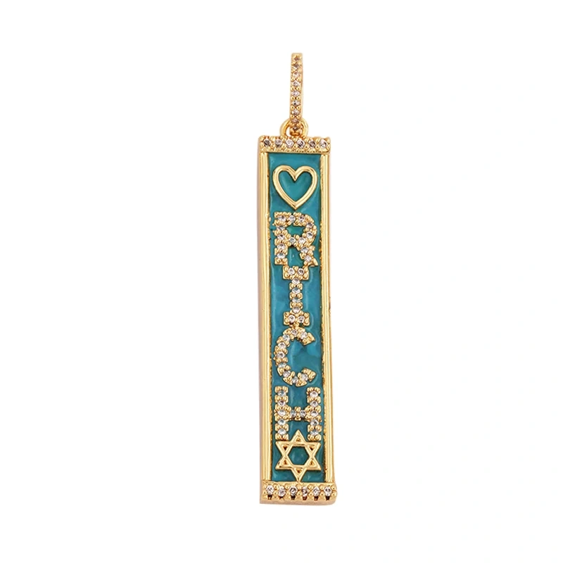 Mom Mama Rich Fashion Paved Zircon Charm Focal Pendant,18K Gold KISS LOVE GOOD LUCK QUEEN Letter Jewelry Necklace Accessorie M22