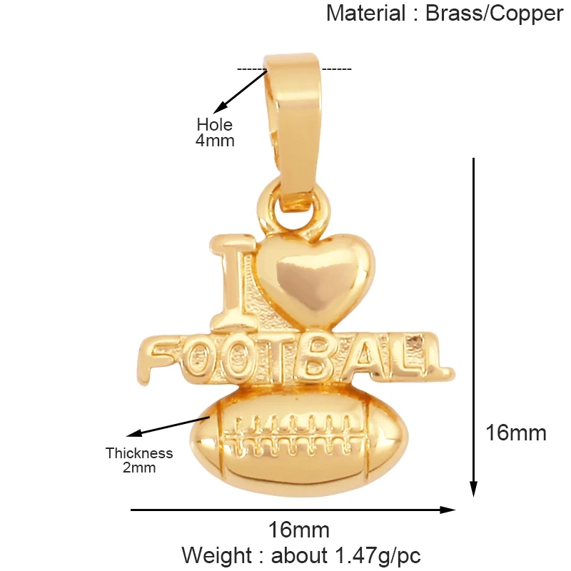 Trendy Sports Shirt Ice Skates Dumbbell Sneakers Baseball Football Boots Charm Pendant,18K Gold DIY Necklace Jewelry Supply K85