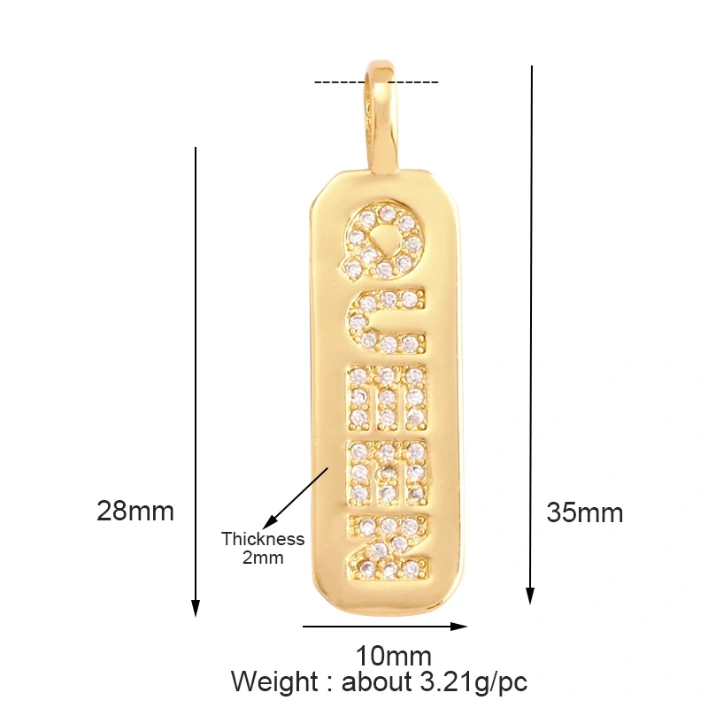 Mom Mama Rich Fashion Paved Zircon Charm Focal Pendant,18K Gold KISS LOVE GOOD LUCK QUEEN Letter Jewelry Necklace Accessorie M22