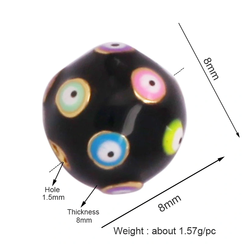Colourful Enamel Eye Hand Spherical Geometry Bead,Trendy 18K Gold Plated DIY Bracelet Necklace Accessories Supplies K88