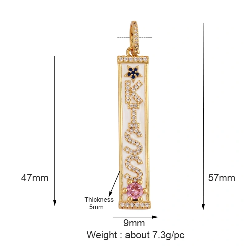 Mom Mama Rich Fashion Paved Zircon Charm Focal Pendant,18K Gold KISS LOVE GOOD LUCK QUEEN Letter Jewelry Necklace Accessorie M22