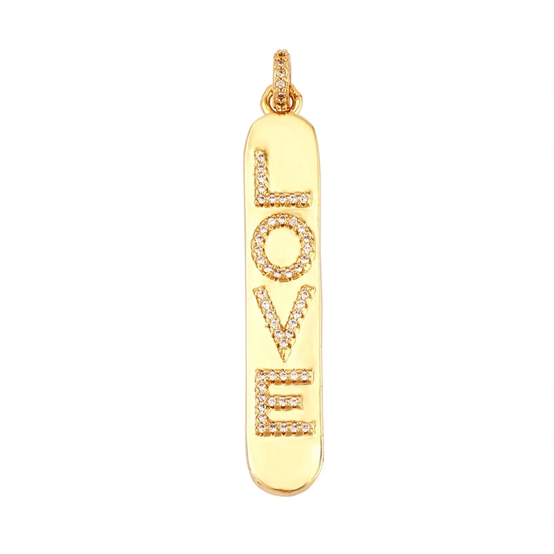 Mom Mama Rich Fashion Paved Zircon Charm Focal Pendant,18K Gold KISS LOVE GOOD LUCK QUEEN Letter Jewelry Necklace Accessorie M22