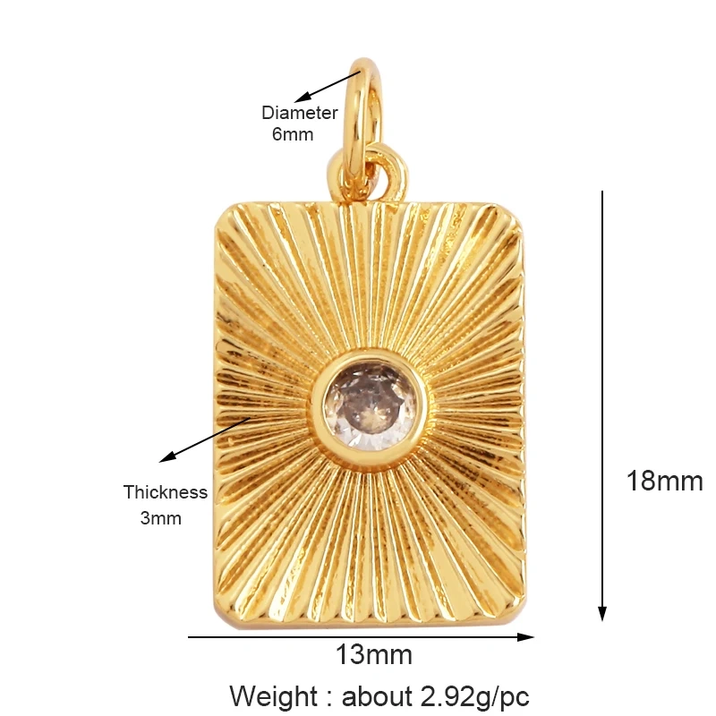Trendy Sun Moon Star Shell 18K Gold Plated Charm Pendant,Inlaid Shining CZ Zirconia Jewelry Necklace Bracelet Making Supply M52