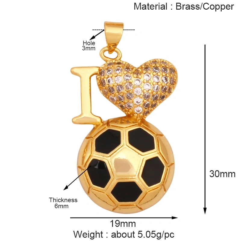 Trendy Sports Shirt Baseball Football Rugby Tennis Racket Charm Pendant,18K Gold Plated DIY Necklace Jewelry Supplies K84
