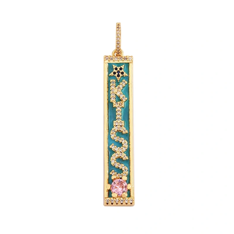 Mom Mama Rich Fashion Paved Zircon Charm Focal Pendant,18K Gold KISS LOVE GOOD LUCK QUEEN Letter Jewelry Necklace Accessorie M22