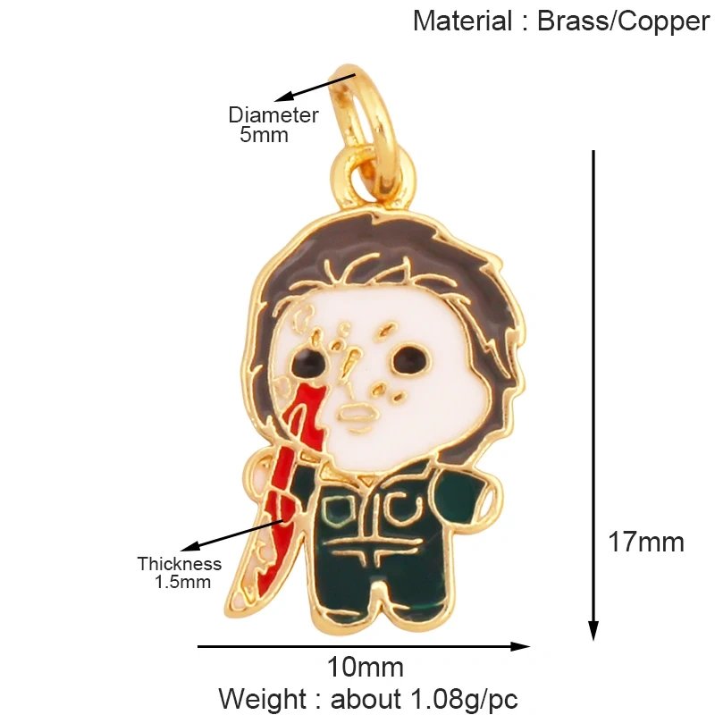 Popular Carnival Halloween Scream Ghost Skeleton Mask Charm Pendant,Trendy Cubic Zirconia 18K Gold Jewelry Necklace Supplies K83