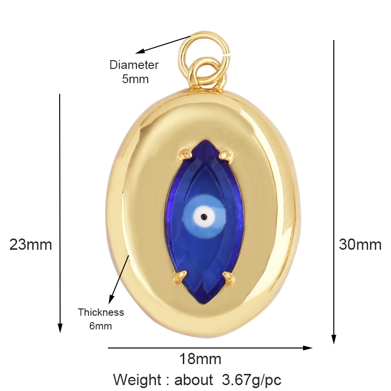Trendy Colorful Zircon Evil Lucky Horus Eye Charm Pendant,18K Gold Plated Brass Necklace Jewelry Findings Accessories Supply L45