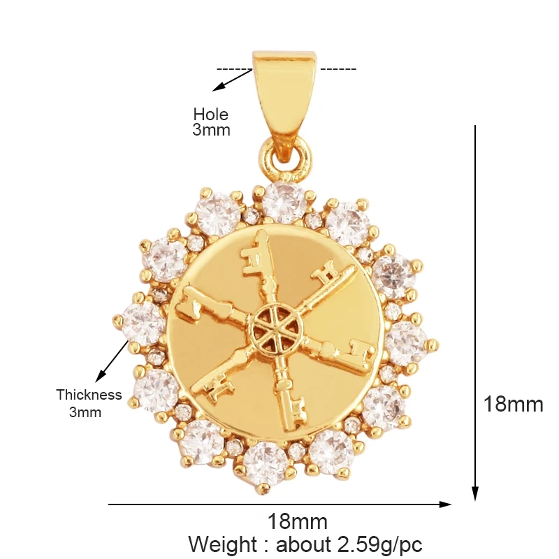 Delicacy Hollow Out Star Moon Sun Charm Pendant,Cubic Zirconia Pave  Crystal Necklace Bracelet Jewelry Accessories Supplies L45