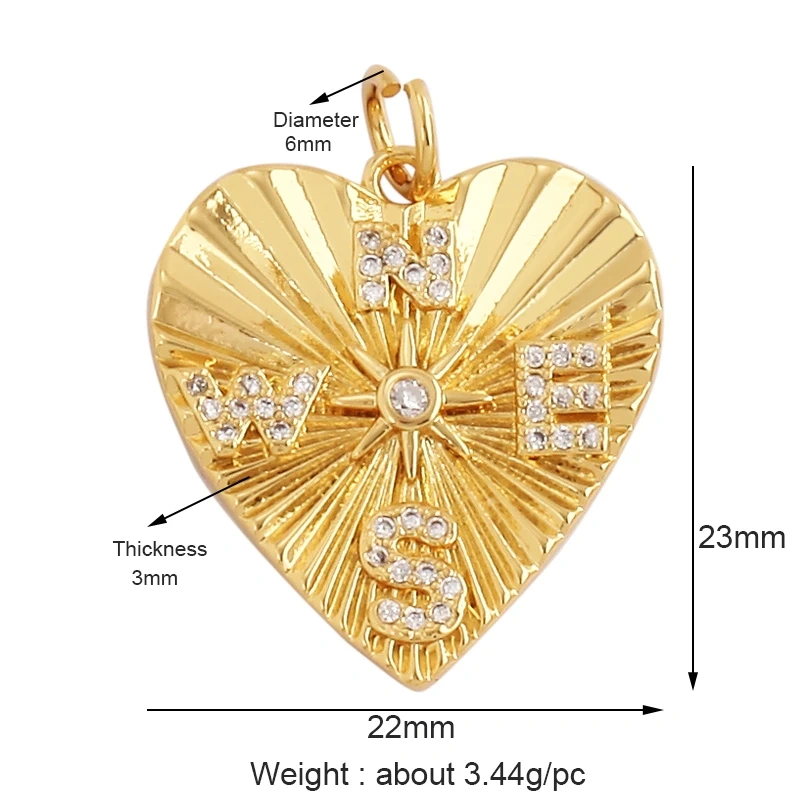 Trendy Sun Moon Star Shell 18K Gold Plated Charm Pendant,Inlaid Shining CZ Zirconia Jewelry Necklace Bracelet Making Supply M52