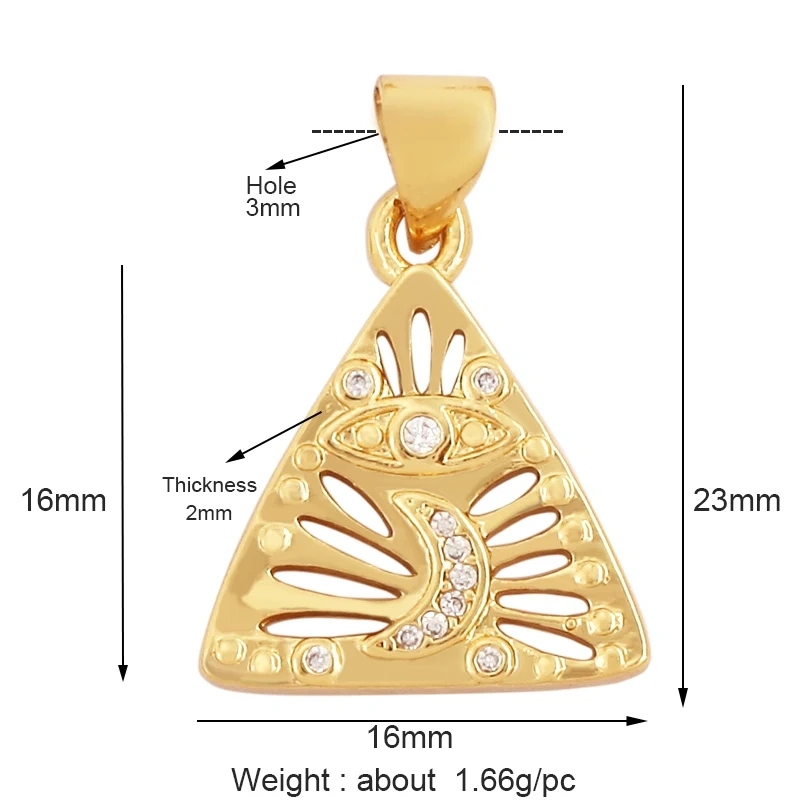 Trendy Colorful Zircon Evil Lucky Horus Eye Charm Pendant,18K Gold Plated Brass Necklace Jewelry Findings Accessories Supply L45