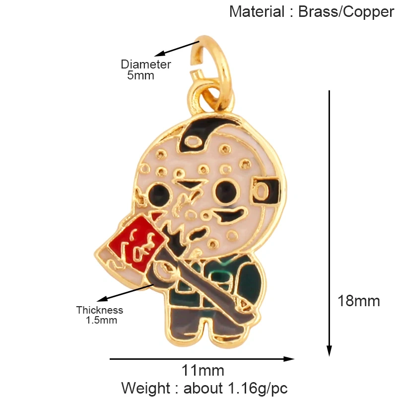 Popular Carnival Halloween Scream Ghost Skeleton Mask Charm Pendant,Trendy Cubic Zirconia 18K Gold Jewelry Necklace Supplies K83