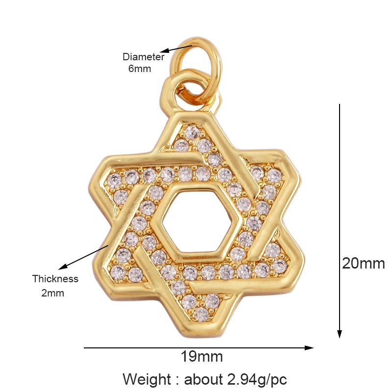 Trendy Sun Moon Star Shell 18K Gold Plated Charm Pendant,Inlaid Shining CZ Zirconia Jewelry Necklace Bracelet Making Supply M52