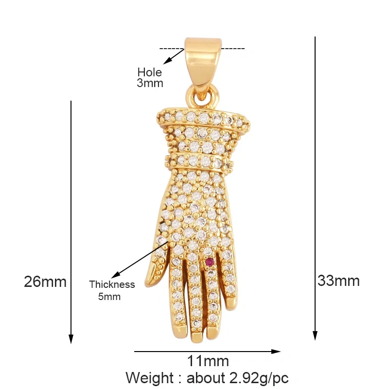 Oil Dropped Enamel Hollow Hamsa Hand Shape Charm Focal Pendant,Colourful Cubic Zircon Necklace Jewelry Making Accessories M59