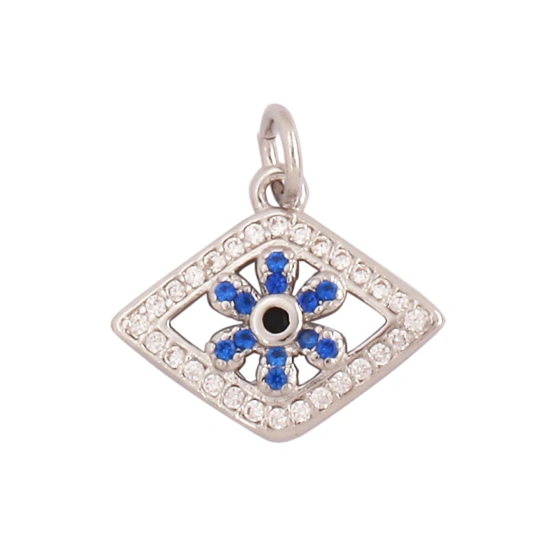 Trendy Colorful Zircon Evil Lucky Horus Eye Charm Pendant,18K Gold Plated Brass Necklace Jewelry Findings Accessories Supply L45