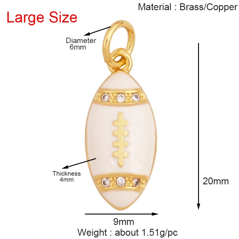 Trendy Sports Shirt Baseball Football Rugby Tennis Racket Charm Pendant,18K Gold Plated DIY Necklace Jewelry Supplies K84