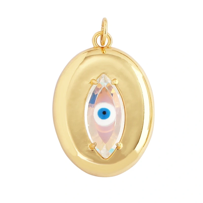 Trendy Colorful Zircon Evil Lucky Horus Eye Charm Pendant,18K Gold Plated Brass Necklace Jewelry Findings Accessories Supply L45