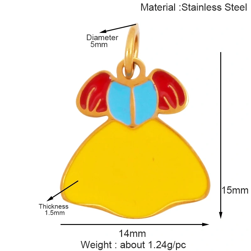316 Staineless Steel Love Heart Pumpkin Cart Princess Dress Charm Charm, Enamel Summer Beach Holiday Jewelry Supplies K82