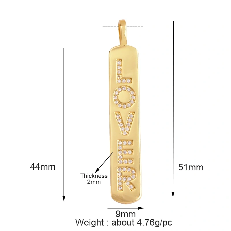 Mom Mama Rich Fashion Paved Zircon Charm Focal Pendant,18K Gold KISS LOVE GOOD LUCK QUEEN Letter Jewelry Necklace Accessorie M22