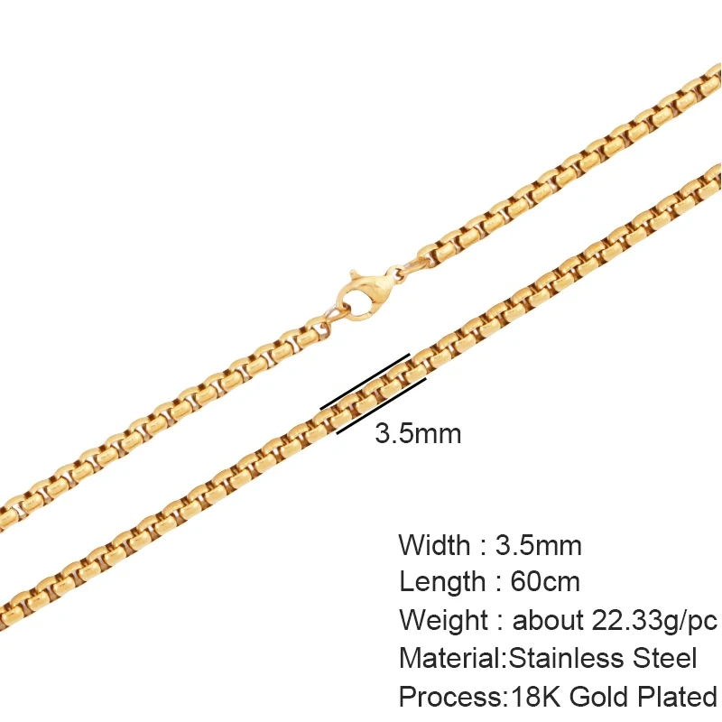 Stainless Steel Link Necklace,18K Gold Plated Rope Clavicle Long Chain Cuba Female Collars Pendant Choker for Women Supply K88