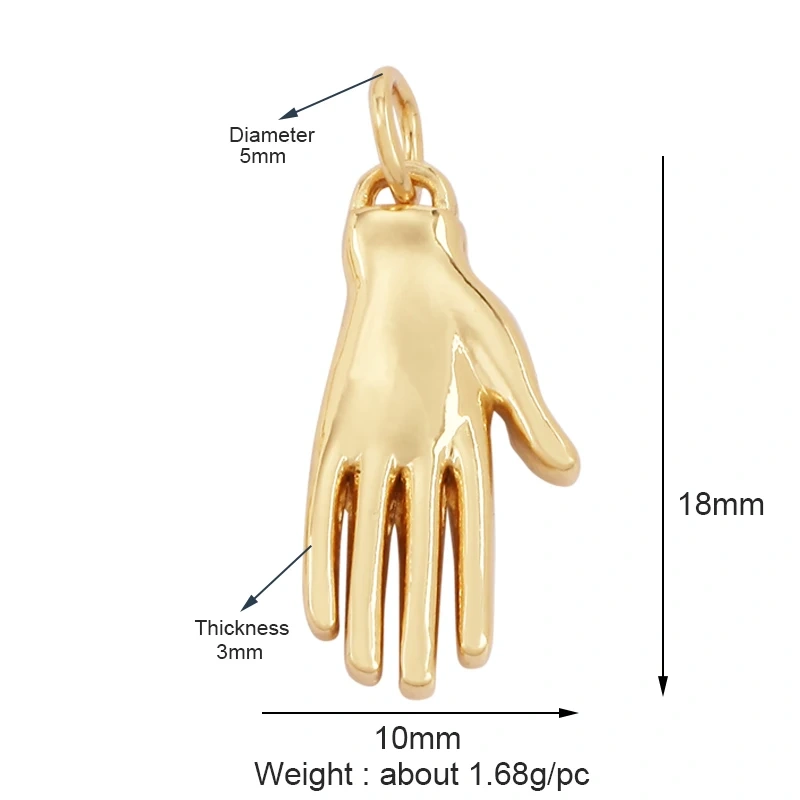 Oil Dropped Enamel Hollow Hamsa Hand Shape Charm Focal Pendant,Colourful Cubic Zircon Necklace Jewelry Making Accessories M59