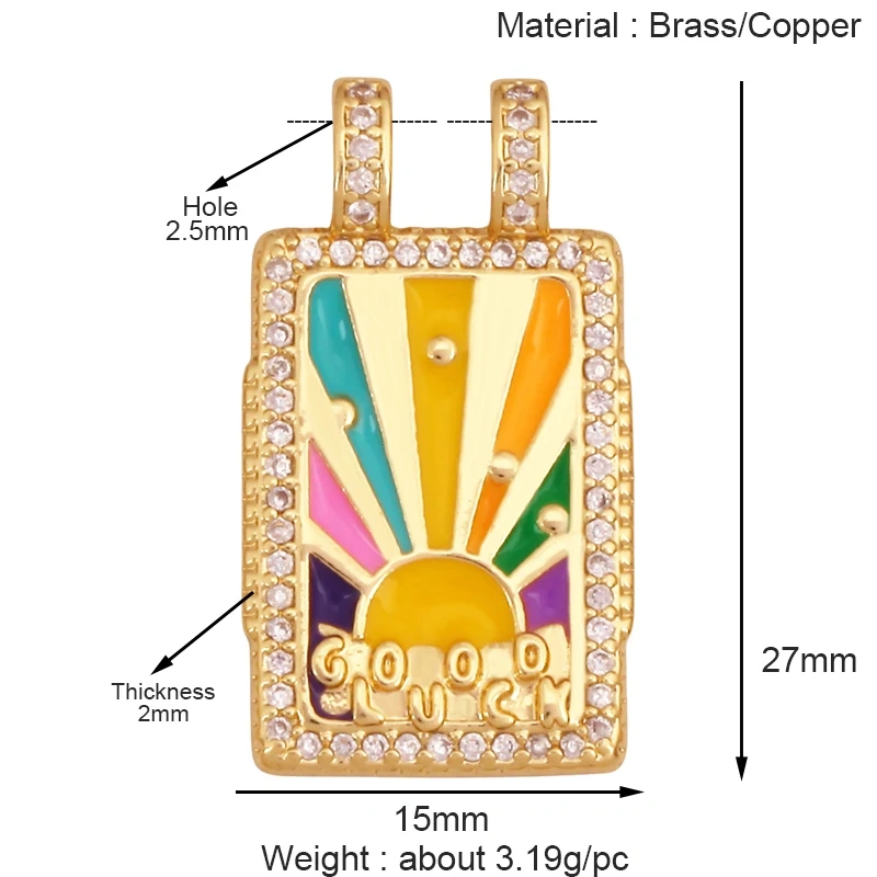 Bohemian Enamel Tarot Cards Coconut Tree Cactus Love Space Star Stripe Heart Eye Charm Pendant, Jewelry Accessories Supplies K86