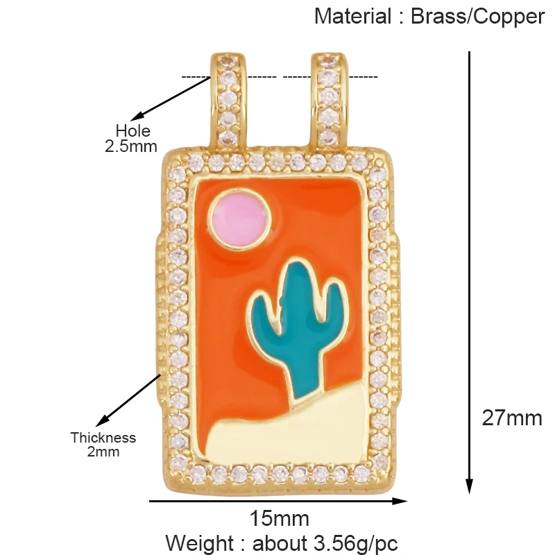 Bohemian Enamel Tarot Cards Coconut Tree Cactus Love Space Star Stripe Heart Eye Charm Pendant, Jewelry Accessories Supplies K86