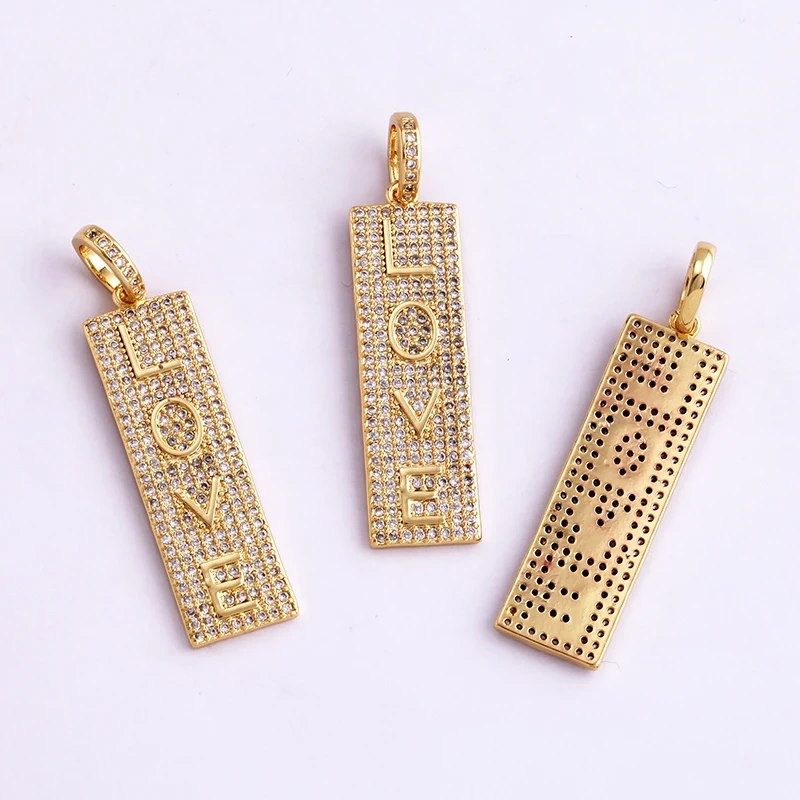 Mom Mama Rich Fashion Paved Zircon Charm Focal Pendant,18K Gold KISS LOVE GOOD LUCK QUEEN Letter Jewelry Necklace Accessorie M22