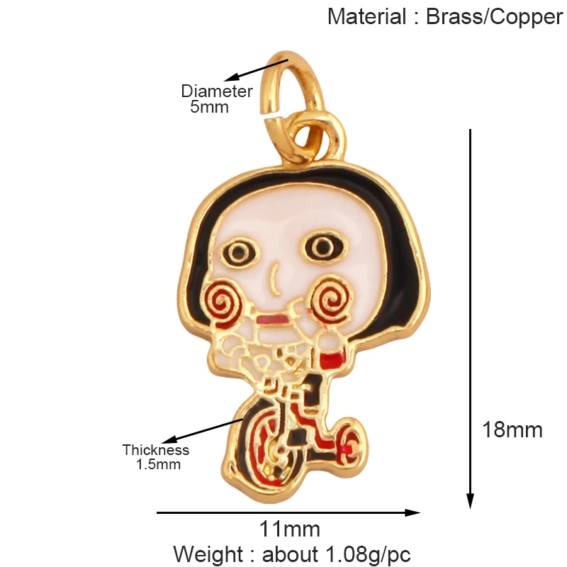 Popular Carnival Halloween Scream Ghost Skeleton Mask Charm Pendant,Trendy Cubic Zirconia 18K Gold Jewelry Necklace Supplies K83