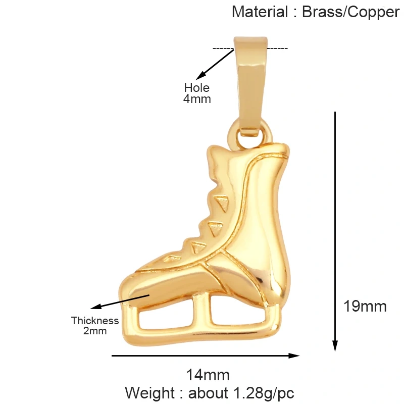 Trendy Sports Shirt Ice Skates Dumbbell Sneakers Baseball Football Boots Charm Pendant,18K Gold DIY Necklace Jewelry Supply K85