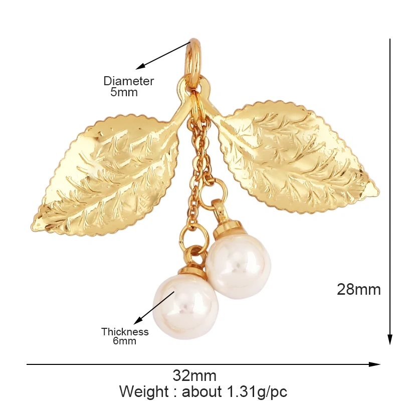 Fashion Heart Flower Pearl Cubic Zircon 18K Gold Charm Pendant,Bracelet Necklace Attachment  Jewelry Components Findings L36