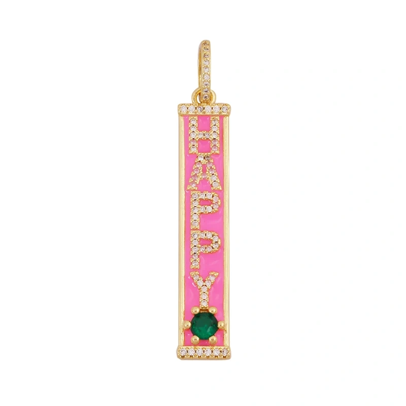 Mom Mama Rich Fashion Paved Zircon Charm Focal Pendant,18K Gold KISS LOVE GOOD LUCK QUEEN Letter Jewelry Necklace Accessorie M22