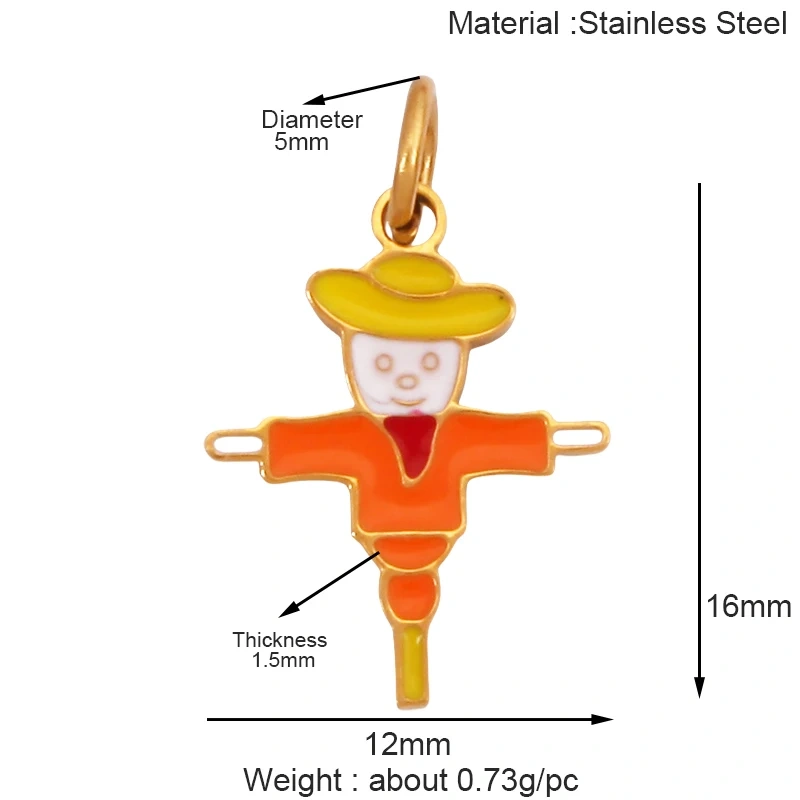 316 Staineless Steel Love Heart Pumpkin Cart Princess Dress Charm Charm, Enamel Summer Beach Holiday Jewelry Supplies K82
